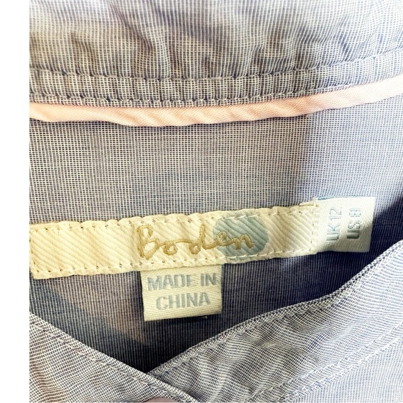 Boden Chambray Collarless Button Down Shirt Blue Size 8 - Picture 5 of 7